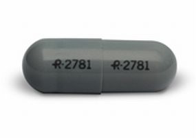 Gray Capsule pill with imprint R;2781 — Propranolol hydrochloride Propranolol hydrochloride 160 mg; (view 2)